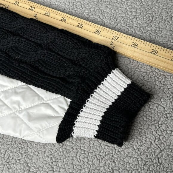 Thale Blanc The Power Of Words Sweater Womens Medium Black White Cable V Neck - Picture 8 of 10